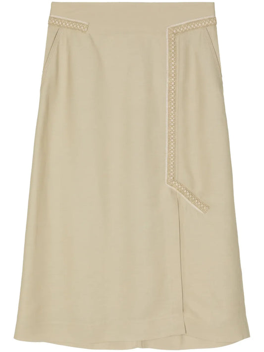 Panelled Wool Midi Skirt