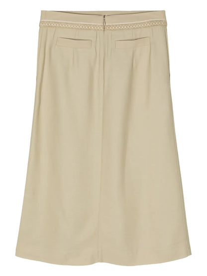Panelled Wool Midi Skirt