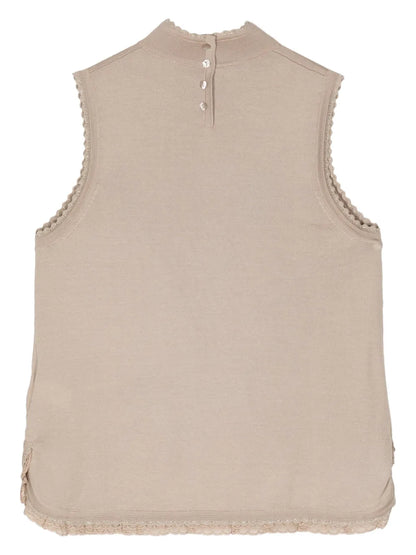 Floral-Embroidered Knit Vest
