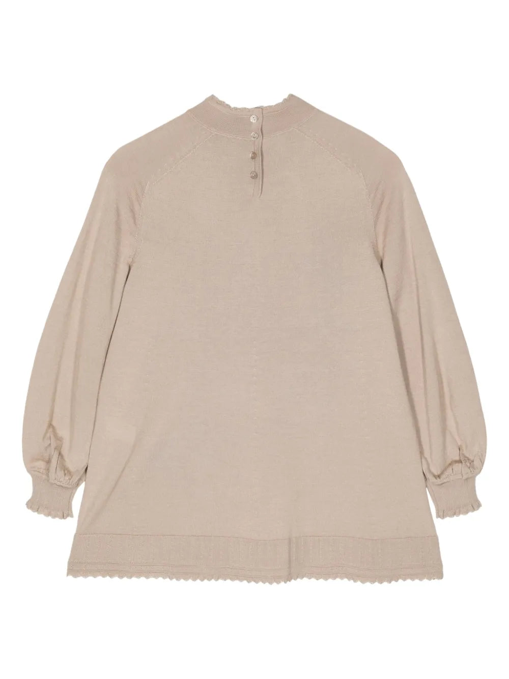 Floral-Embroidered Split-Neck Jumper