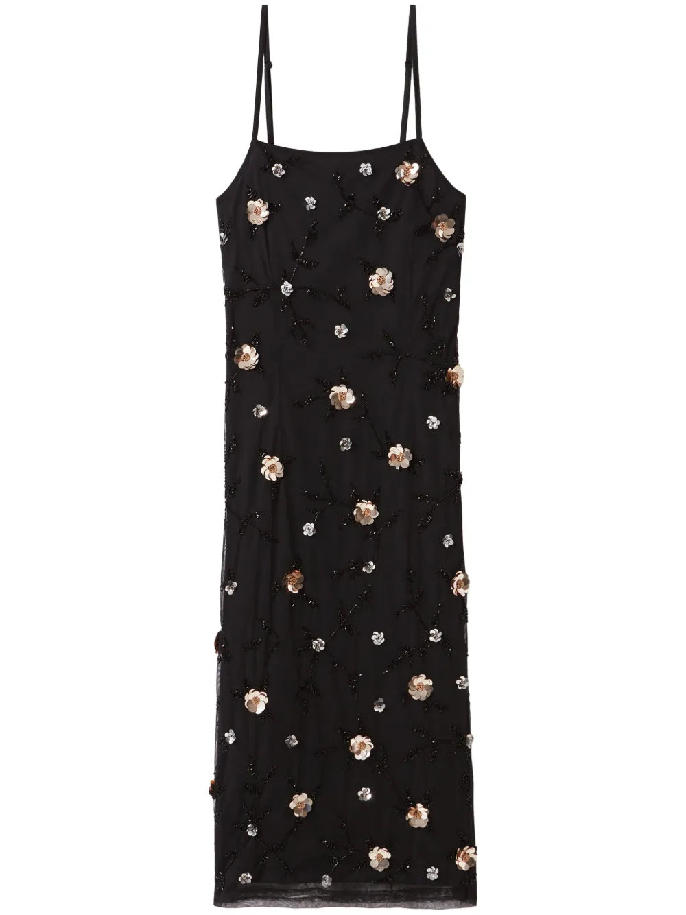 Sequin-Embroidered Midi Dress
