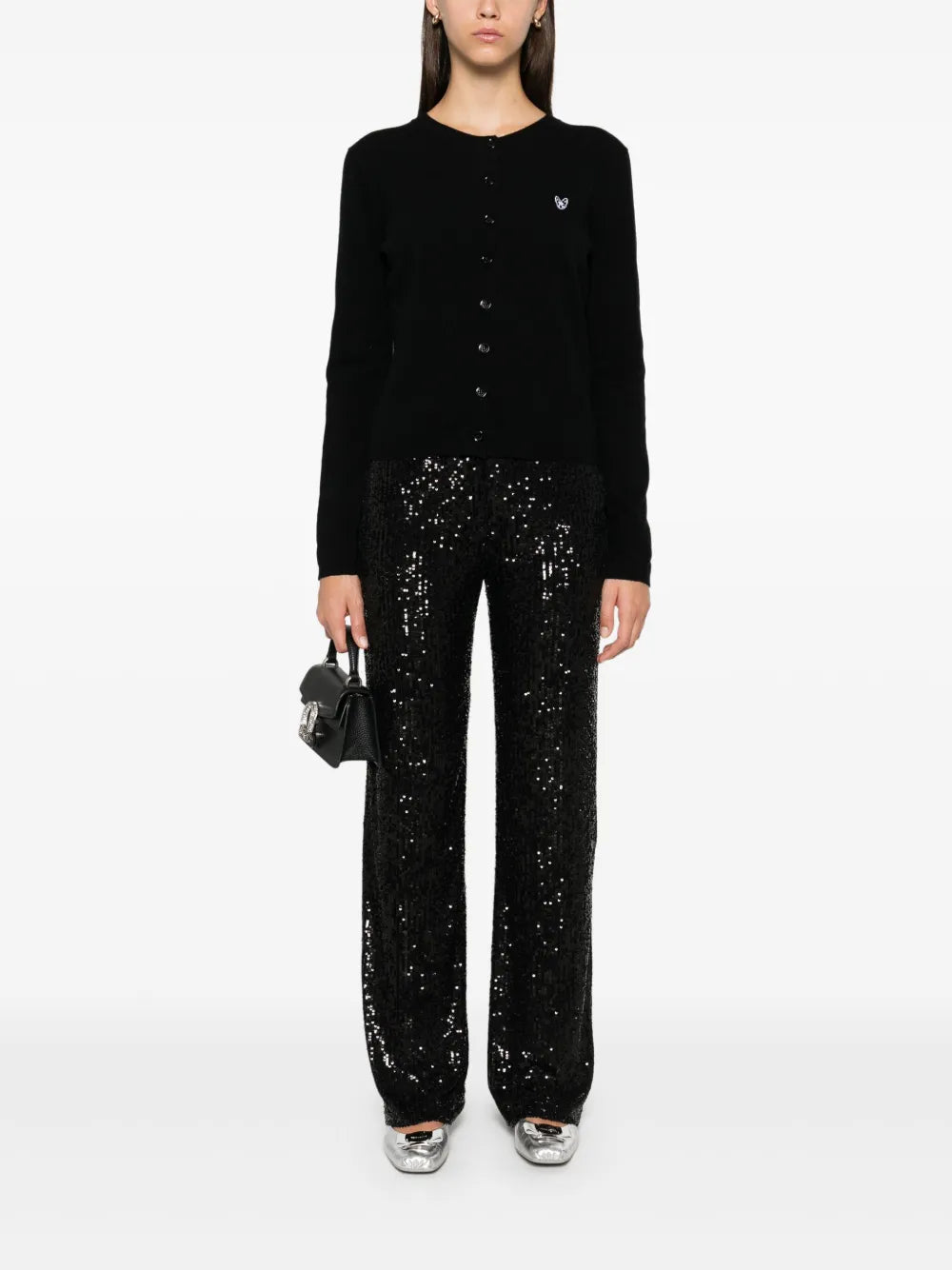 Sequin Straight-Leg Trousers