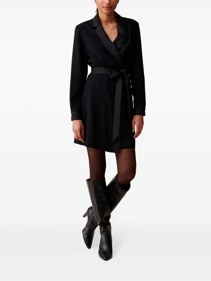Lapel-Collar Wrap Dress