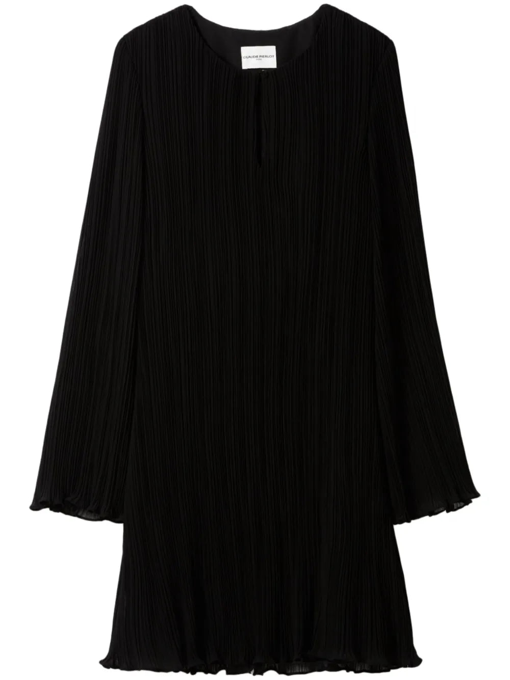 Pleated Long-Sleeve Mini Dress