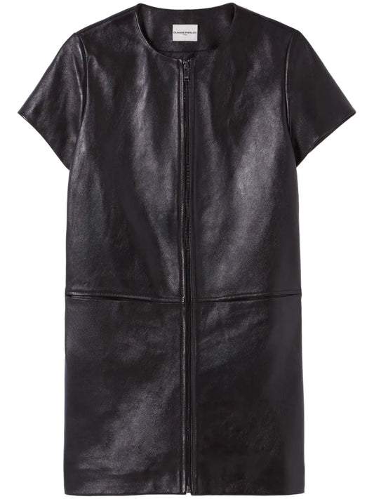 Zip-Up Leather Minidress
