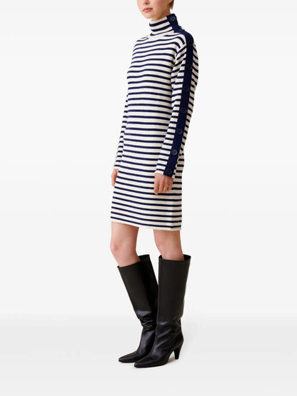 High-Neck Striped Dress