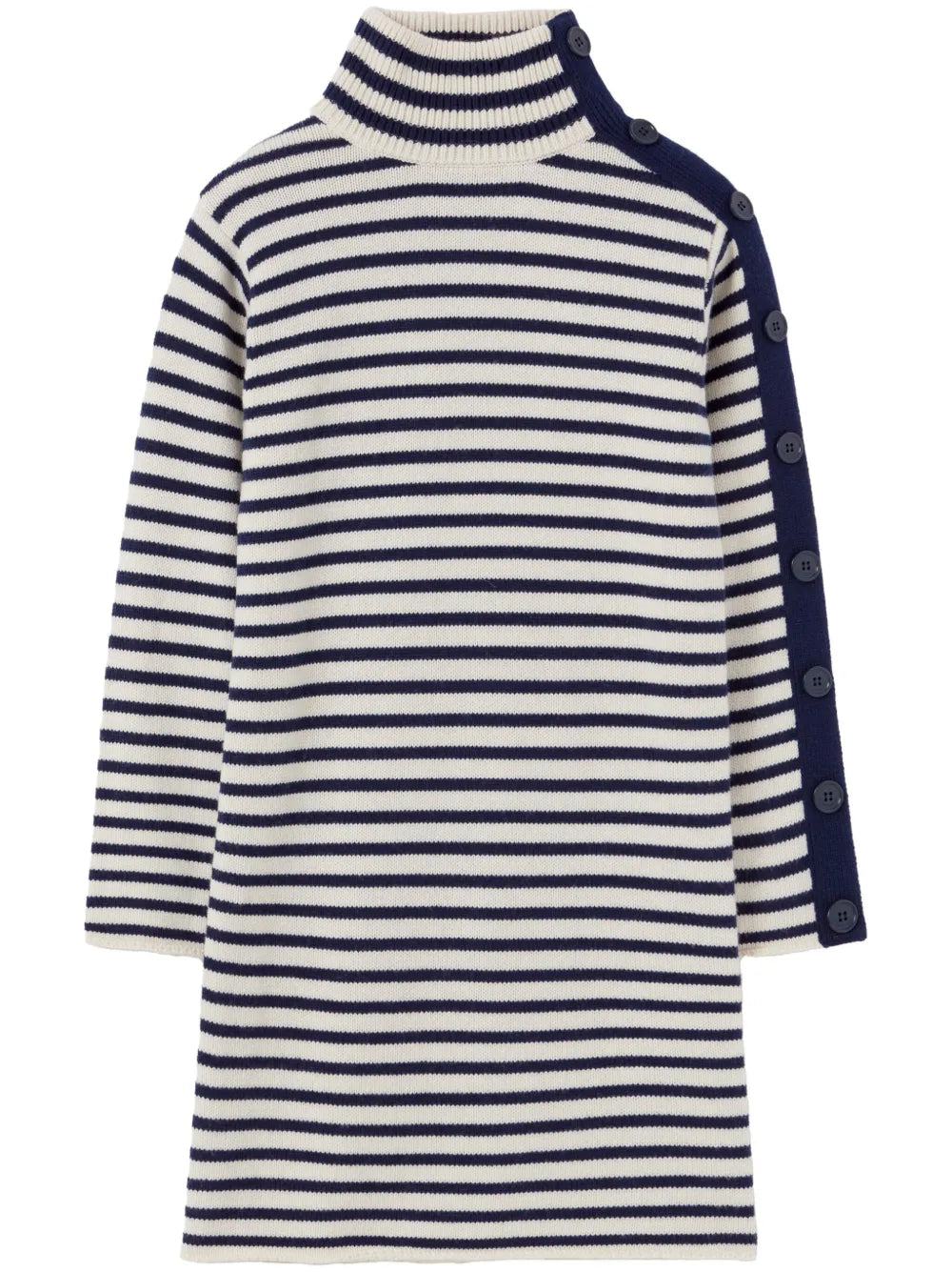 High-Neck Striped Dress