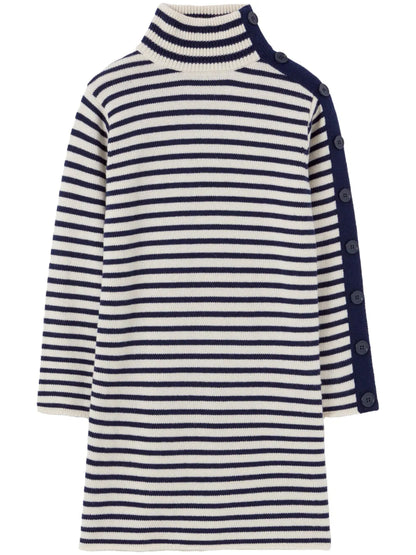High-Neck Striped Dress