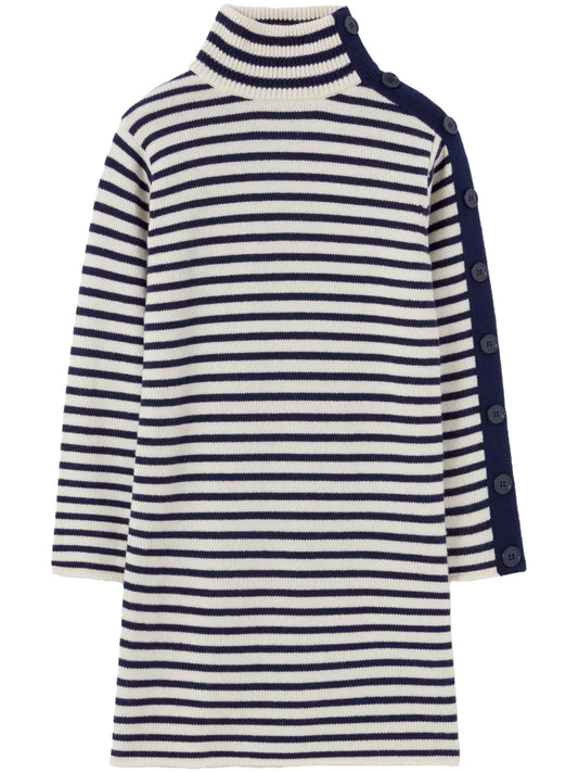 High-Neck Striped Dress