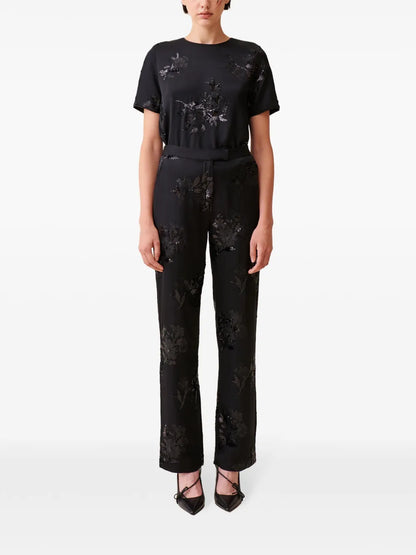 Sequin-Embellished Straight Trousers
