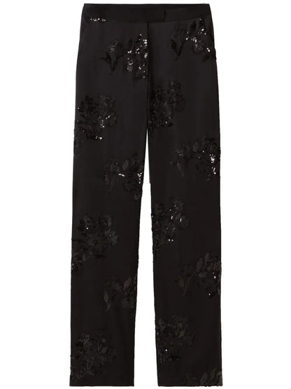 Sequin-Embellished Straight Trousers