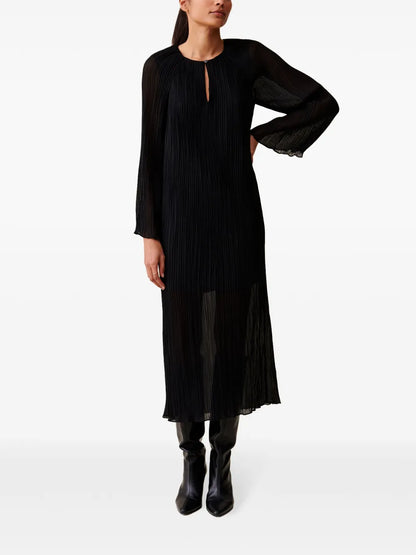 Sheer Pleated Maxi Dress