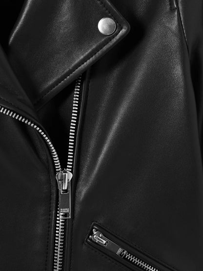 Zipped Leather Biker Jacket
