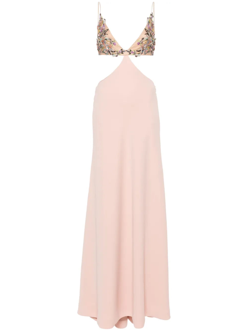 Floral-Appliqué Maxi Dress