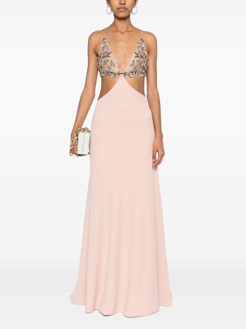 Floral-Appliqué Maxi Dress