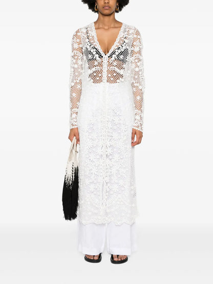 Crochet-Knit Midi Dress