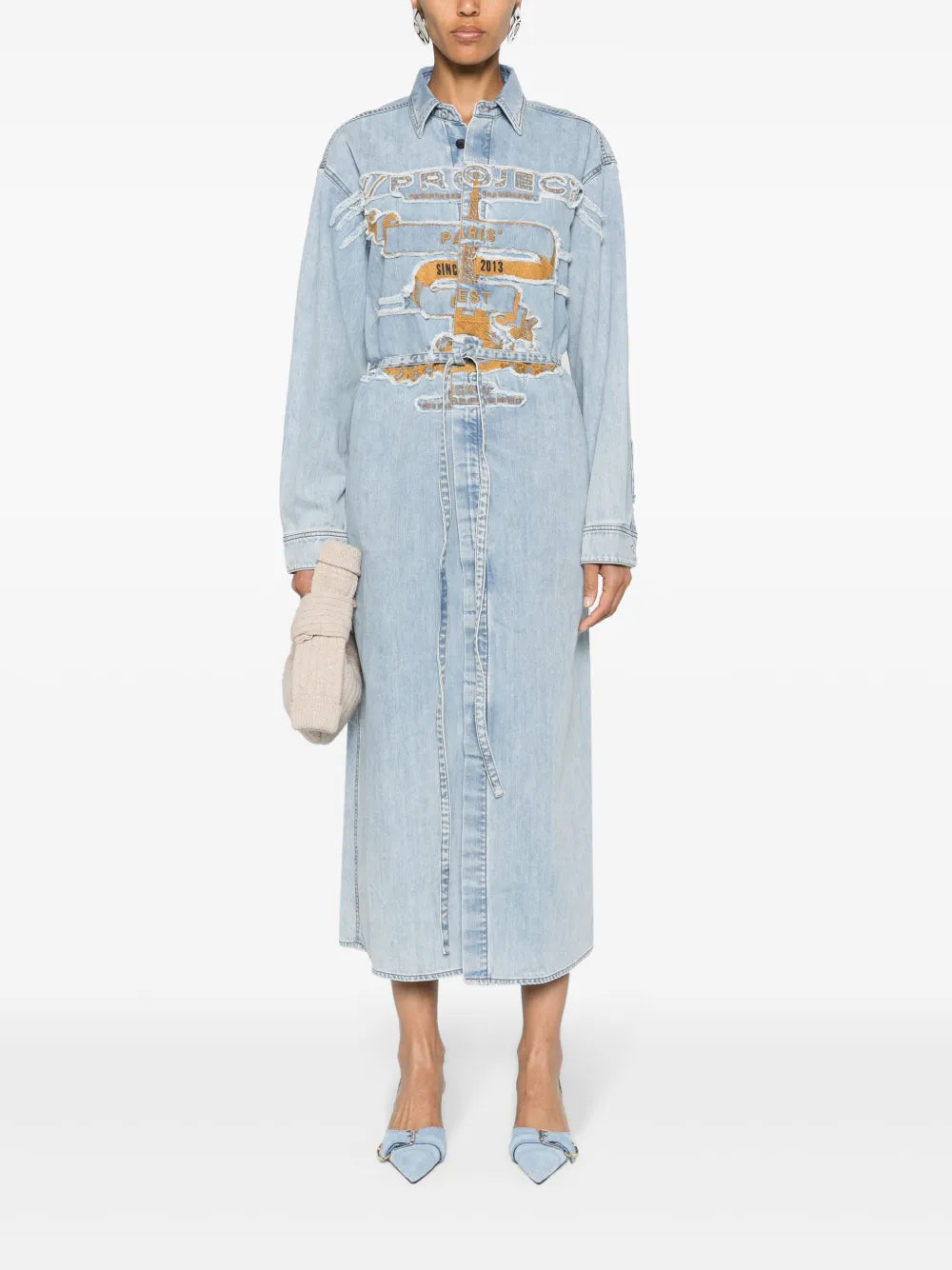 Logo-Embroidered Denim Shirtdress