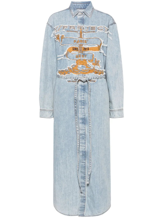 Logo-Embroidered Denim Shirtdress
