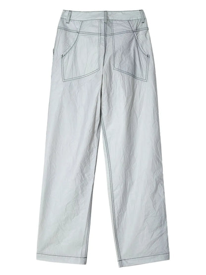 High-Shine Straight-Leg Trousers