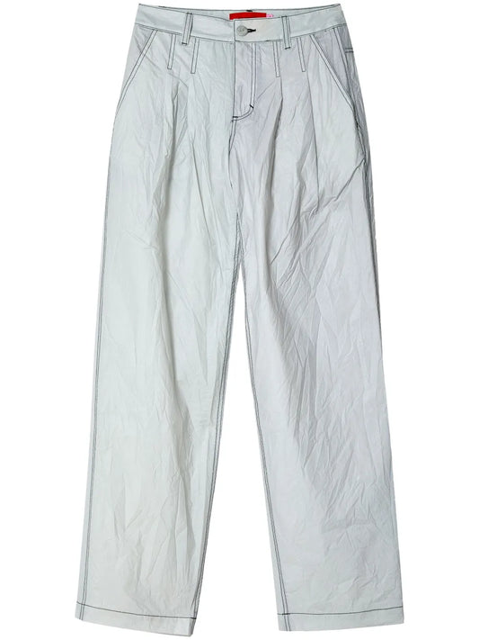 High-Shine Straight-Leg Trousers
