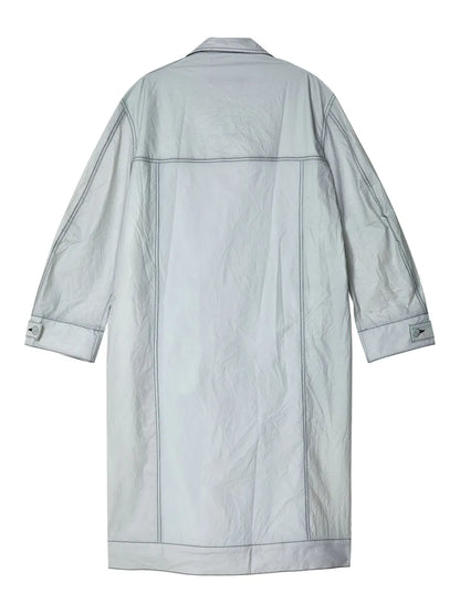 Crinkled Single-Breasted Trenchcoat