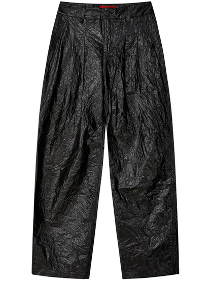 Coated-Finish Straight-Leg Trousers