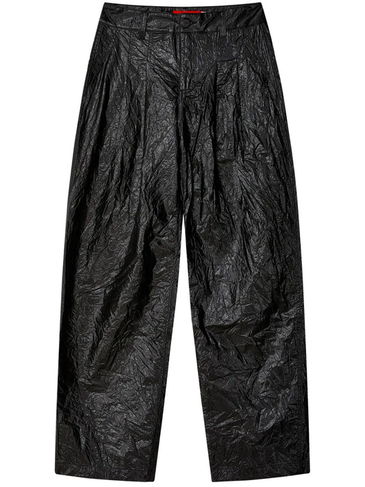 Coated-Finish Straight-Leg Trousers
