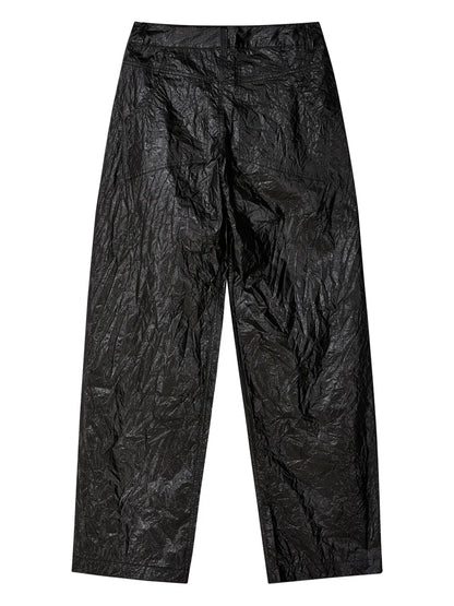Coated-Finish Straight-Leg Trousers