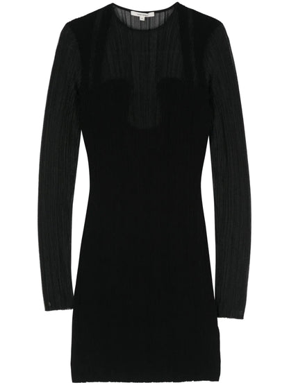 Ribbed Plissé Mini Dress