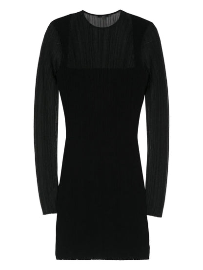 Ribbed Plissé Mini Dress