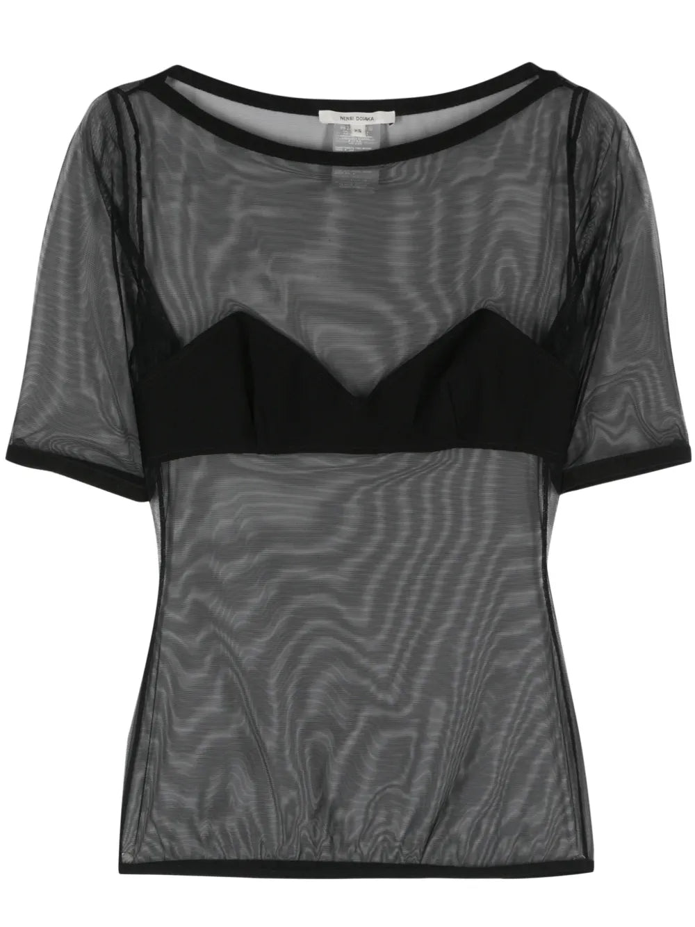 Bra-Effect-Panel Mesh T-Shirt