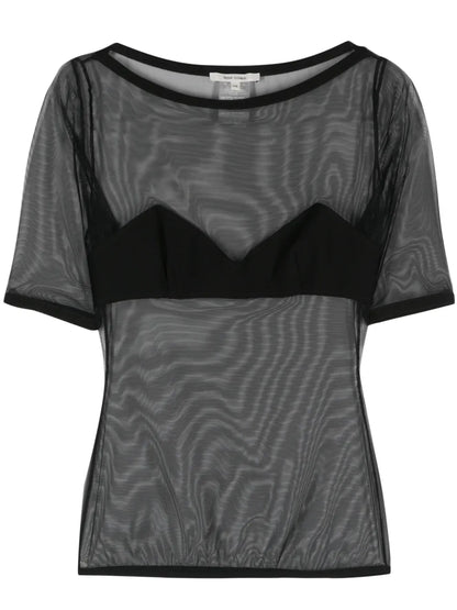 Bra-Effect-Panel Mesh T-Shirt