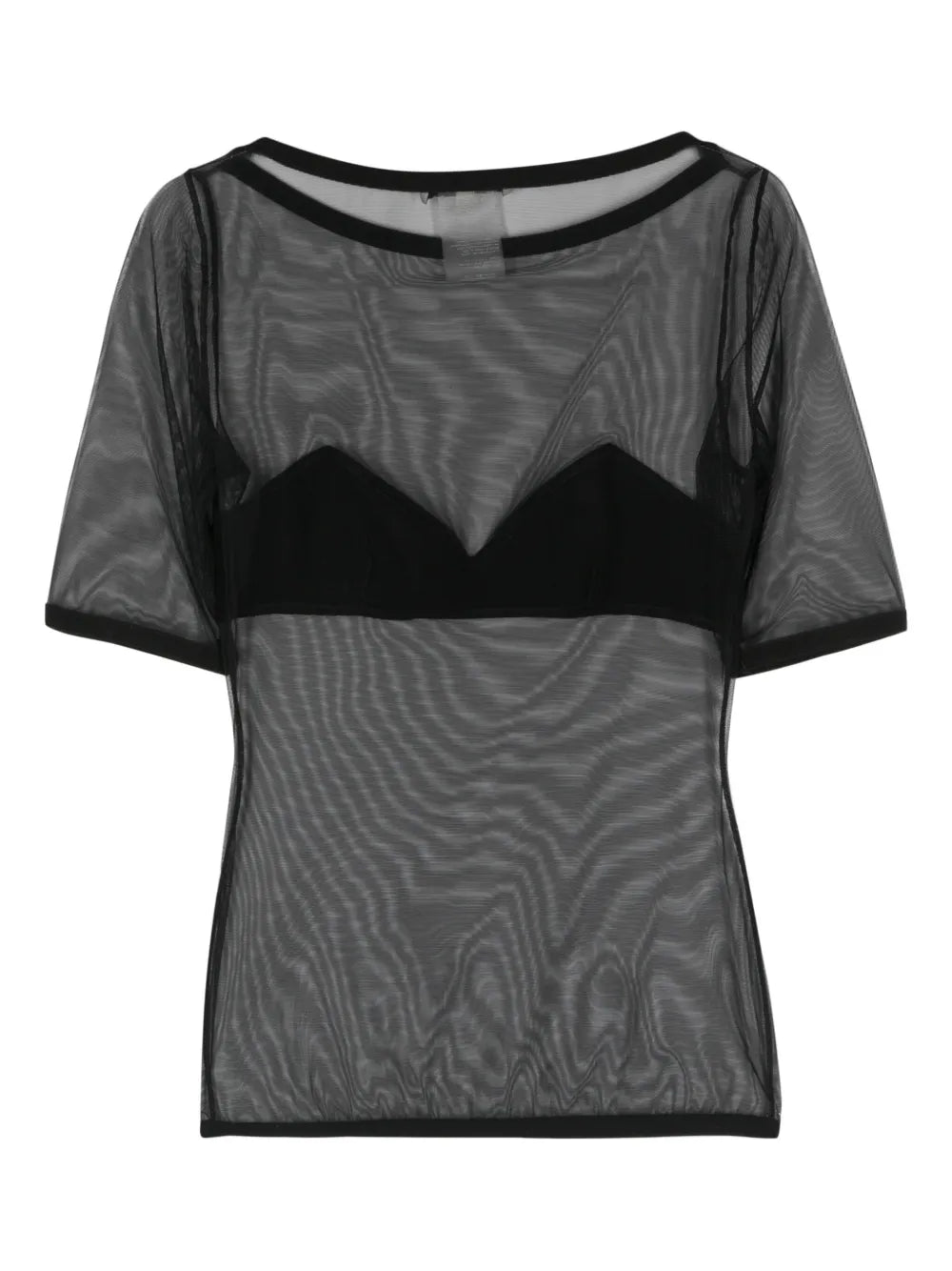 Bra-Effect-Panel Mesh T-Shirt