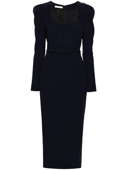 Scoop-Neck Belted Midi Dress