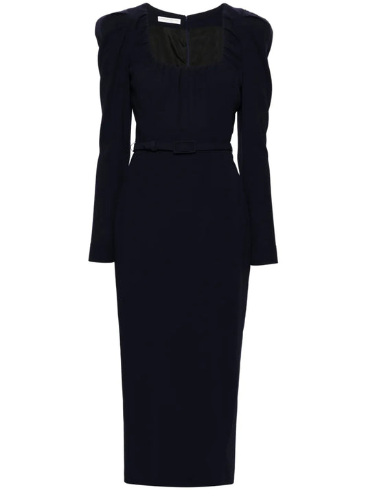 Scoop-Neck Belted Midi Dress