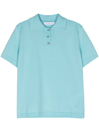 Fine-Knit Polo Top