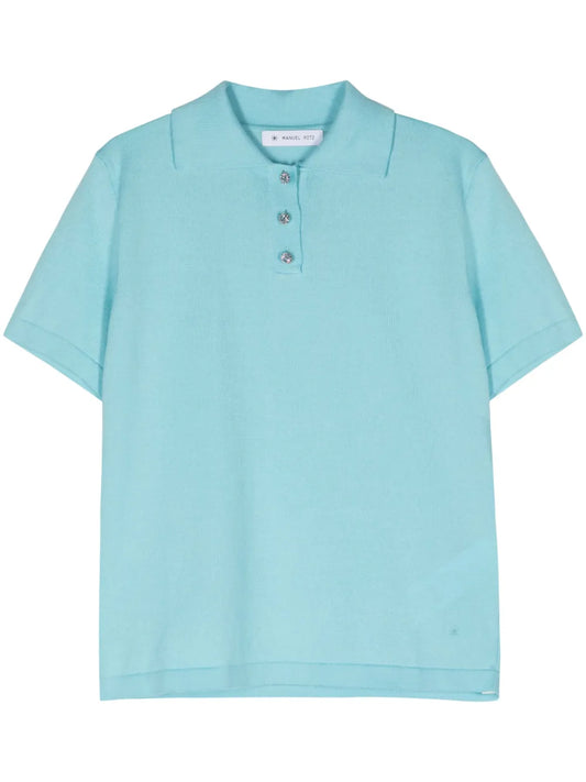 Fine-Knit Polo Top