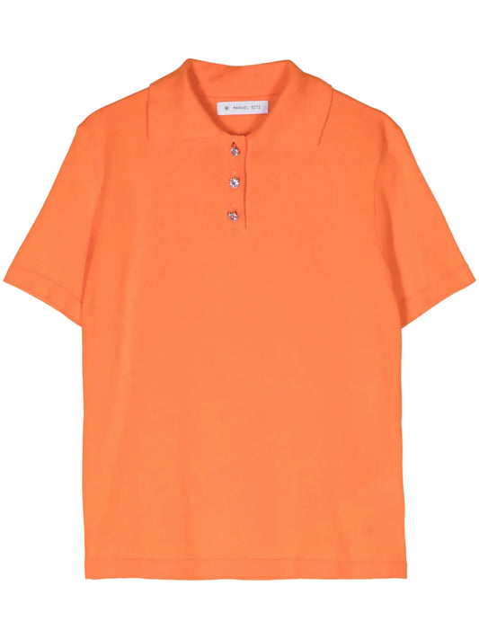 Fine-Knit Polo Top