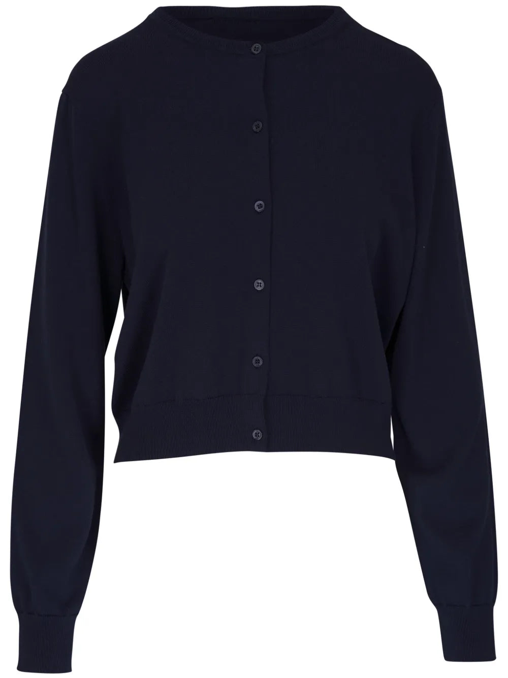 Fine-Knit Round-Neck Cardigan