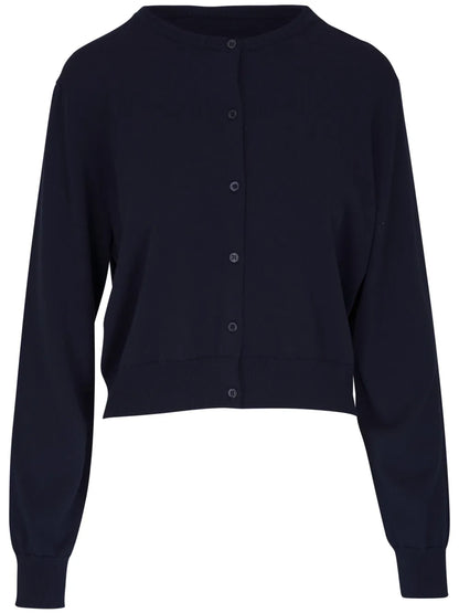 Fine-Knit Round-Neck Cardigan
