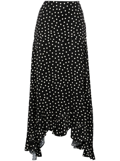 Asymmetric Polka-Dot Maxi Skirt