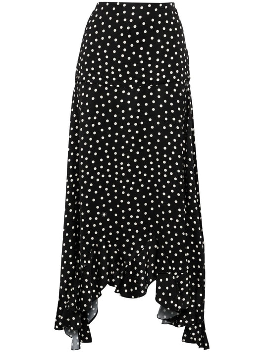 Asymmetric Polka-Dot Maxi Skirt