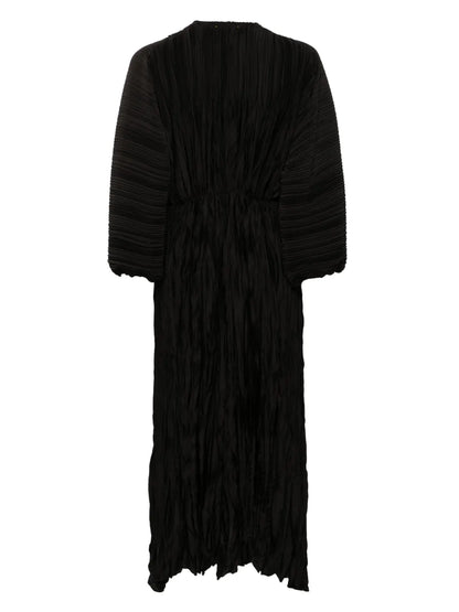 Plissé-Effect Satin Dress