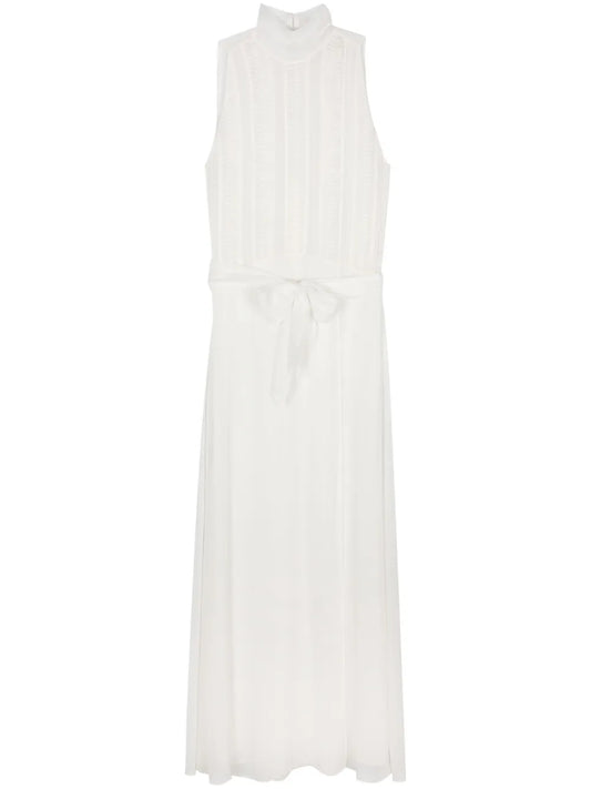 Pleat-Detail Sleeveless Maxi Dress