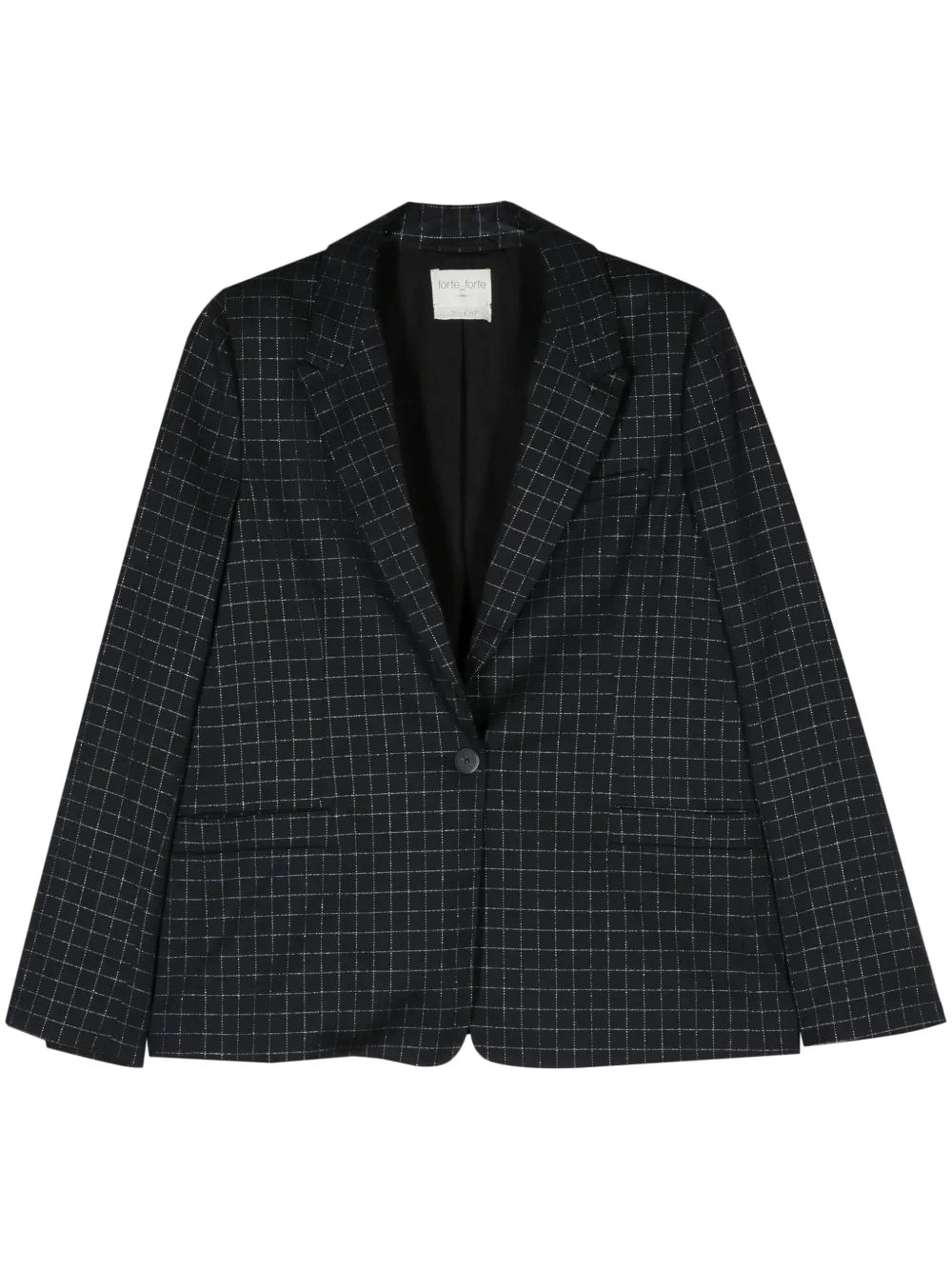 Grid-Pattern Single-Breasted Blazer