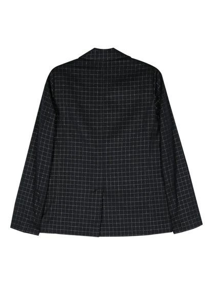 Grid-Pattern Single-Breasted Blazer