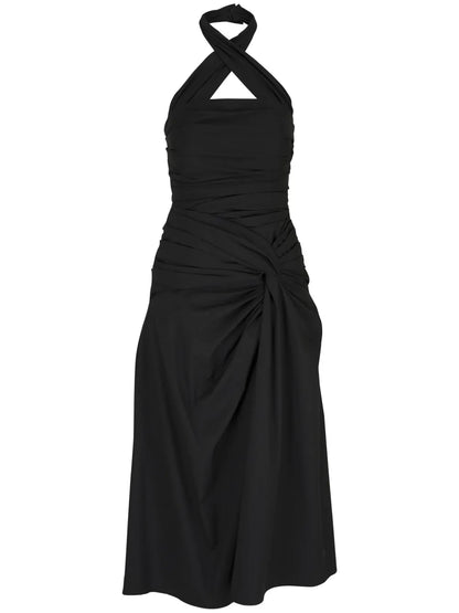 Gathered Halterneck Dress