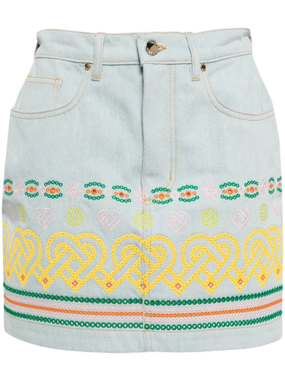 Embroidered Cotton Mini Skirt