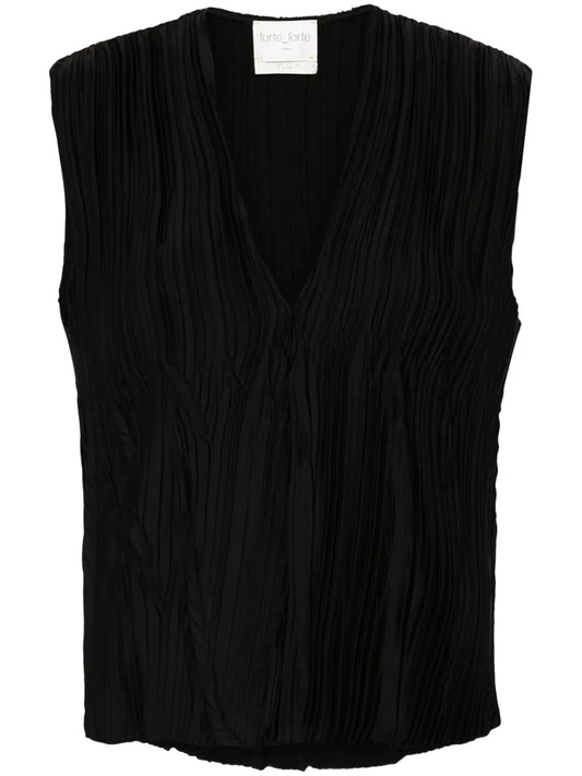 Sleeveless Pleated Blouse