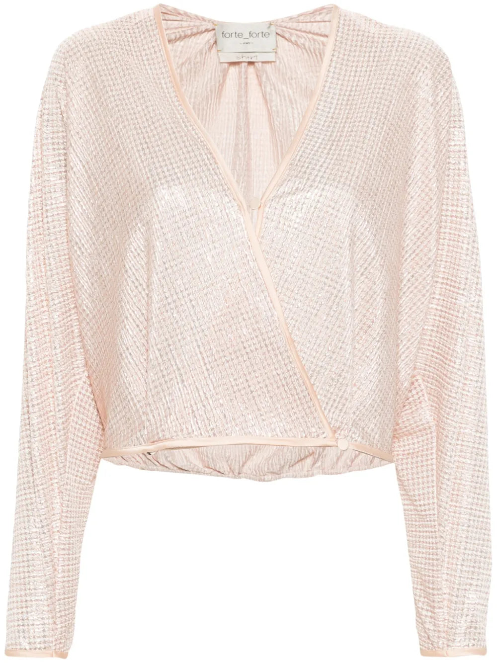 Lurex-Detail Houndstooth Wrap Top